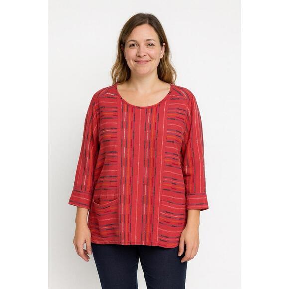 Habitat Tops - Habitat shirt top womens large L striped oversized relaxed lagen look beachy